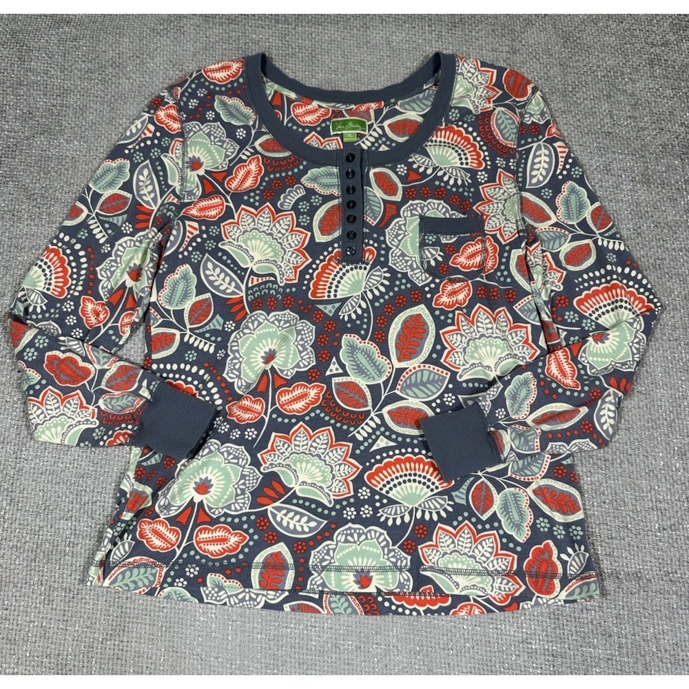 Vera Bradley Pajama Top Womens XL Multicolored Henley Floral